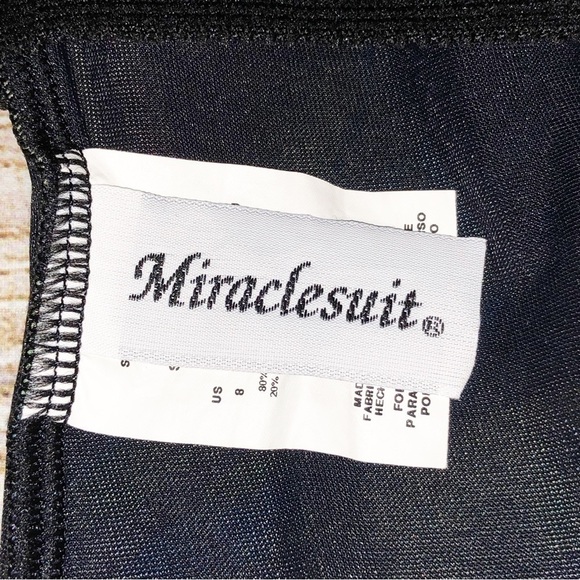 Miraclesuit Black and Purple/Pink Orchid Floral Double Strap Tankini Top Size 8 - Picture 2 of 10